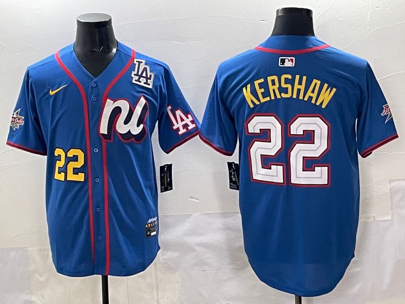 Men 2025 Los Angeles Dodgers #22 Kershaw Blue All star Nike MLB Jersey style 07->los angeles dodgers->MLB Jersey